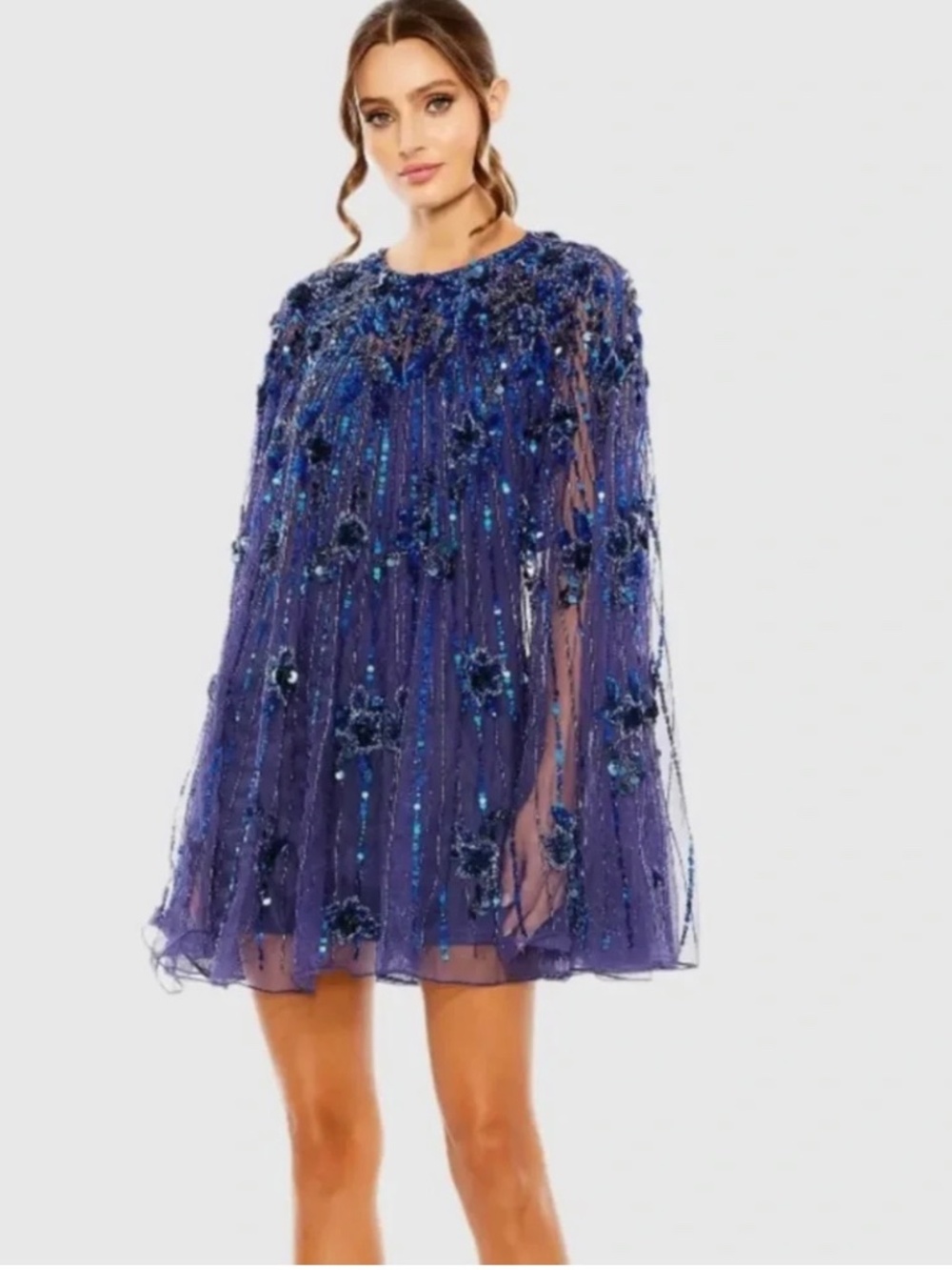 High Neck Embellished Trapeze Dress